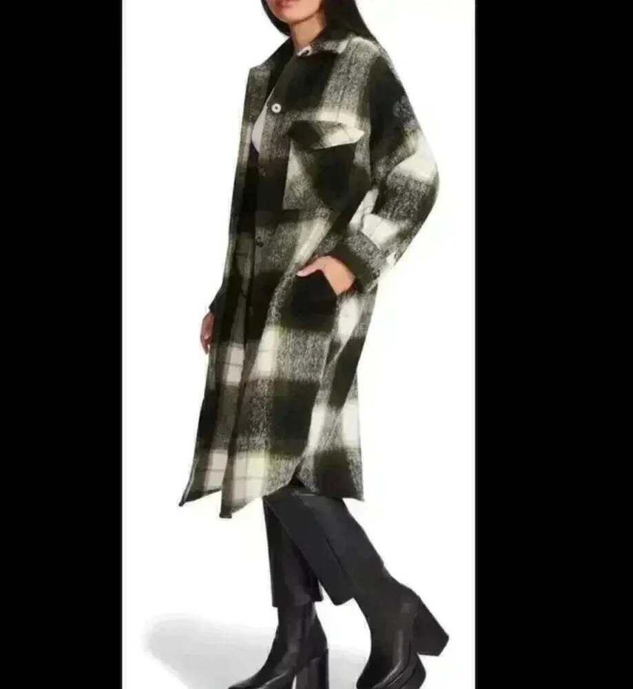Steve Madden Black and White Plaid Coat